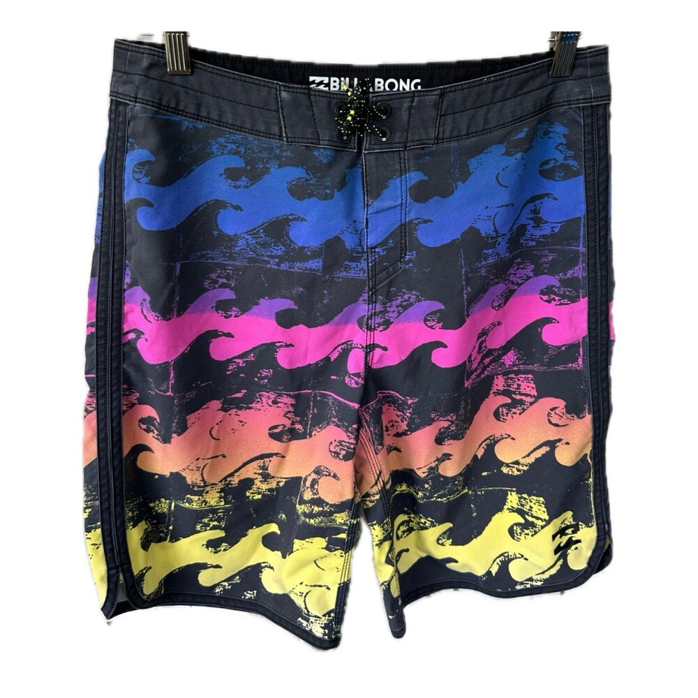 Billabong NWOT Men's Rainbow Wave Silhouette Surf Board Swim Shorts 30